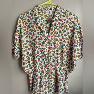 Einhorn Paris Fruit Print Button Blouse – Size 36 (Fits S)
